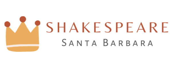 Logo of Shakespeare Santa Barbara with a crown icon on a white background